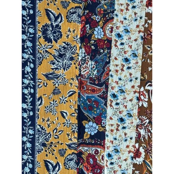 Dressbarn XL Boho Patchwork Floral Blouse VNeck Long Sleeve Mixed Print Fall Top - Picture 3 of 7